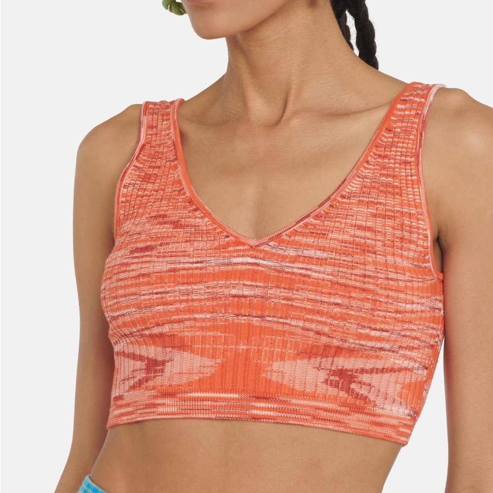 STAUD Hana space-dyed ribbed-knit crop top (size small) - Picture 3 of 4